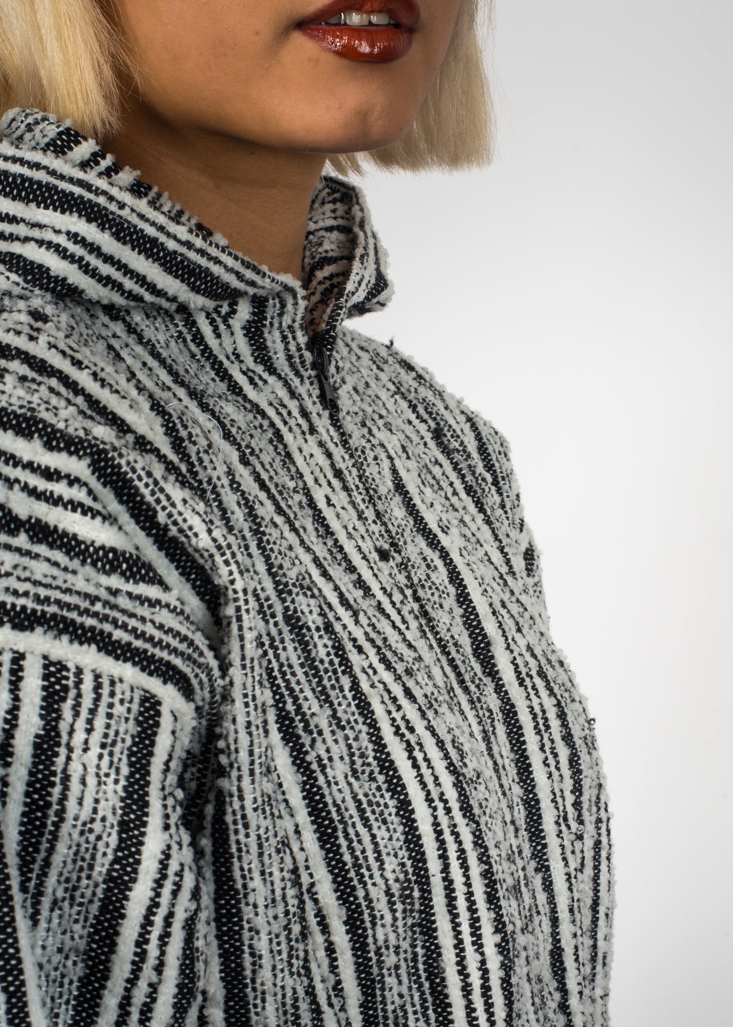 Zoom sur la veste Barbary Coast tissé à la main.