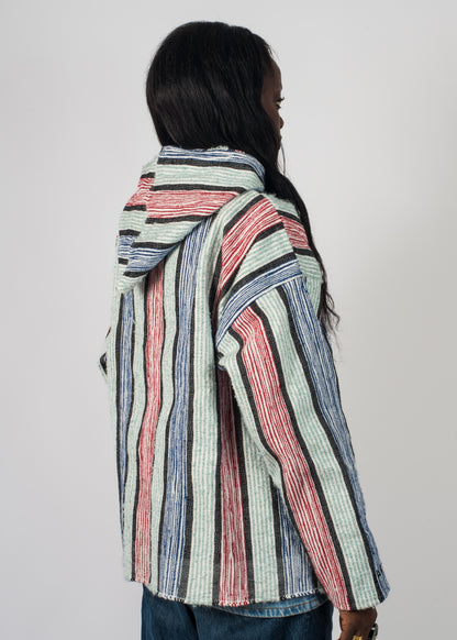 Veste à rayure bleu et rouge tissé à la main brodé Barbary Coast