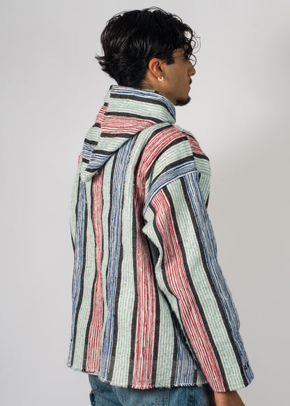 Veste à rayure bleu et rouge tissé à la main brodé Barbary Coast