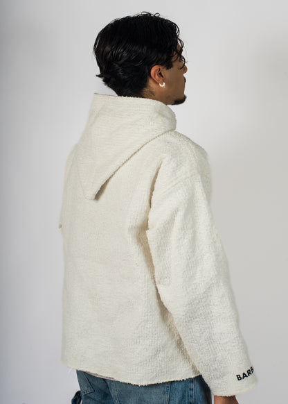 Veste blanche en laine de chez Barbary Coast tissé à la main