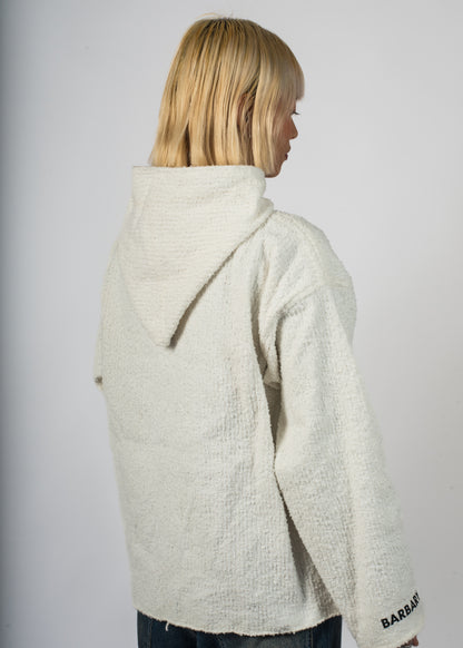 Veste blanche en laine de chez Barbary Coast tissé à la main